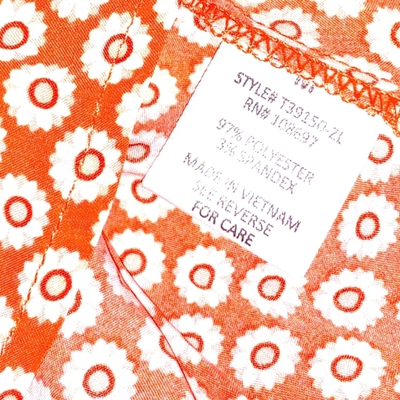 'Alice Blue' Tangerine Print Top w/ Bow- Size MEDIUM - Picture 4 of 6